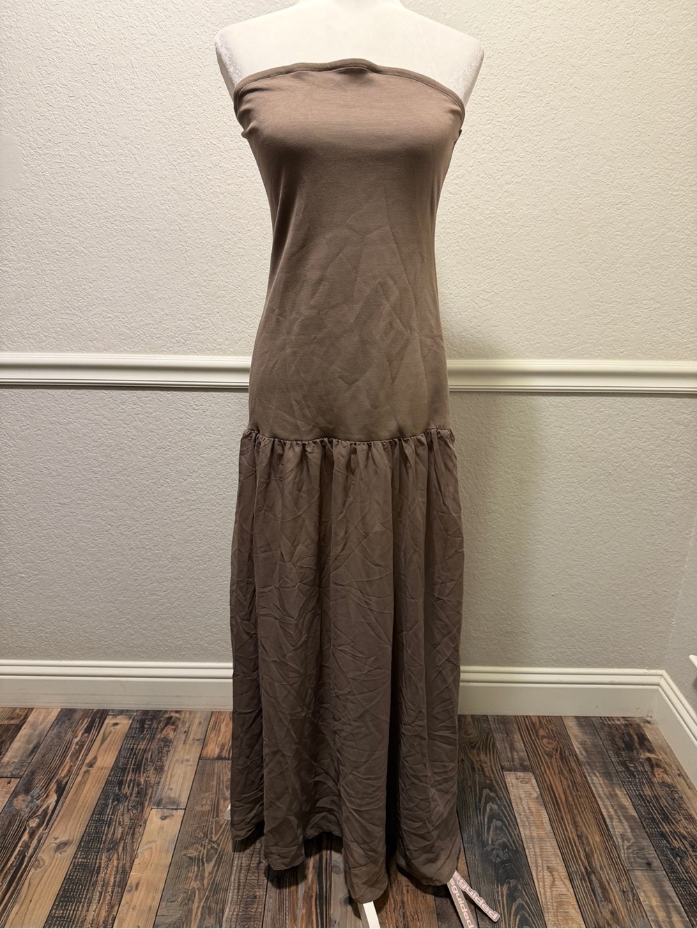 Strapless Brown Maxi Dress - Casual Tube Top Style No Tag Size fits M to L